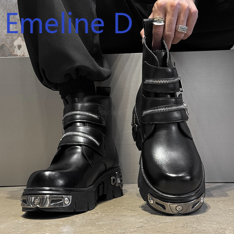 Dark Punk High Top Shoes Fashi - Men'S Shoes Increase Height recension och pris